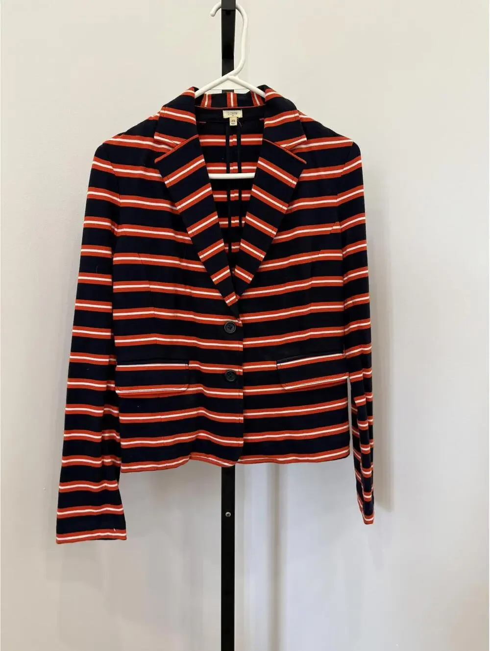 J.Crew Striped Navy and Red Blazer Jacket XS Jersey Sweatshirt